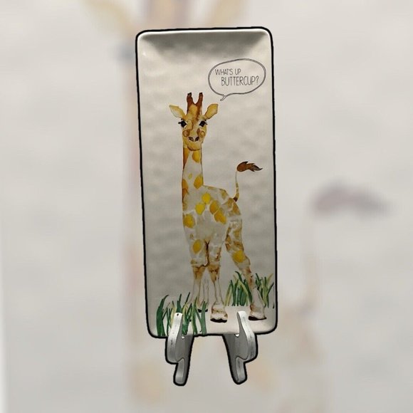 Pier 1 Giraffe Platter What's Up Buttercup Ironstone Bread Appetizers Cheese - Picture 5 of 16